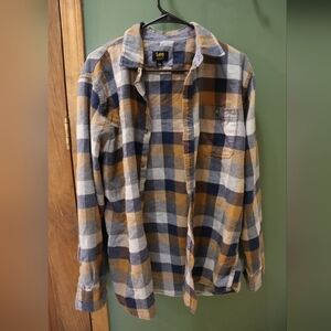 Men's Plaid Flannel Shirt Blue, Brown, Yellow